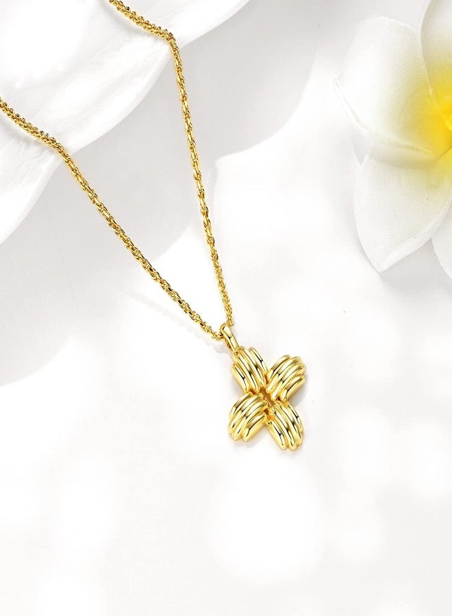 FRUMOS Dainty Layered Choker Necklace18K Real Gold Plated Y Pendant Necklace Multilayer Long Adjustable Choker cross Layering Necklaces for Women Girls（ Large ridge cross Pendant - Image 3